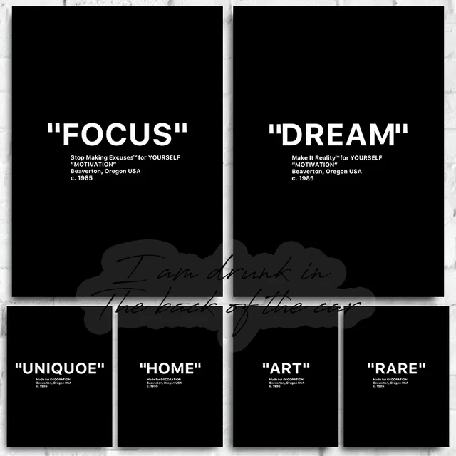 Modern Hype Black and White Minimalist Quotes Poster Canvas Prints Motivation Inspired Wall Decor Office Home Room Decoration