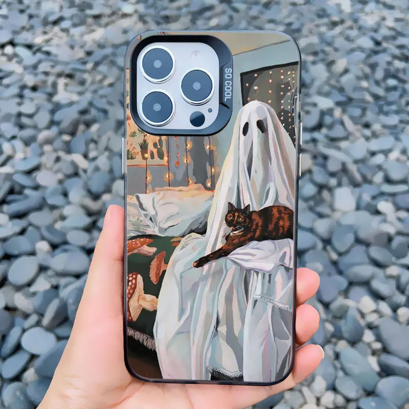 Niedliche Geister-Handyhülle für iPhone 13 12 11 Pro Max 13 Mini 17 16 15 14 Plus Pro Max Luxuriöse Modische Stoßfeste Laser-Schutzhülle – Detail 3