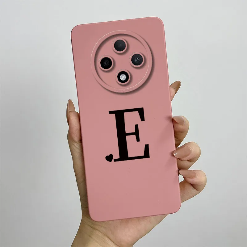 Cute Initial Letters Square Silicone Matte Shockproof Back Cover