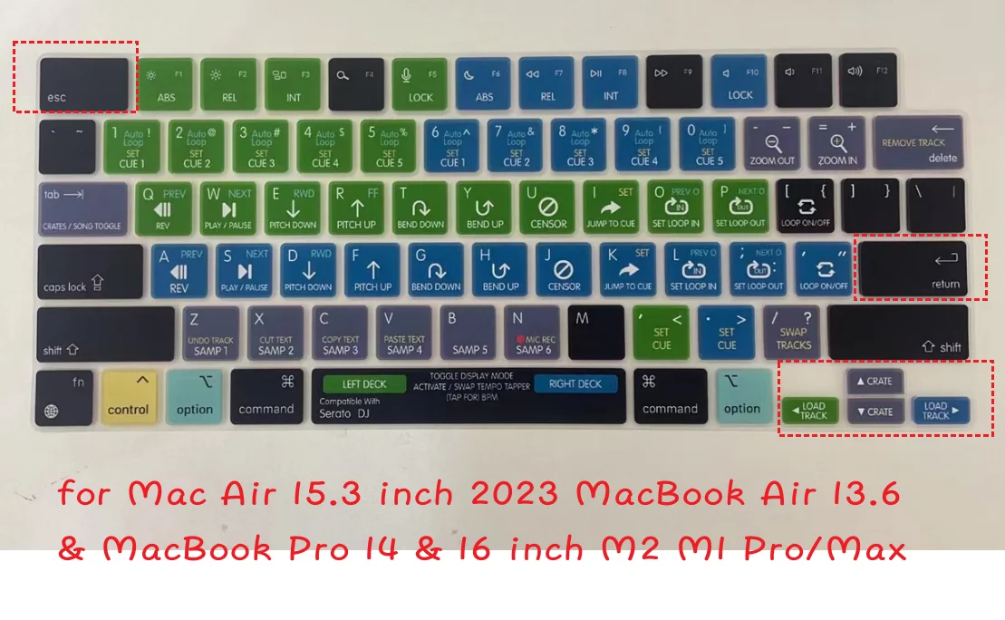 MMDW Serato DJ Shortcut Tasti di scelta rapida Silicone Tastiera Cover