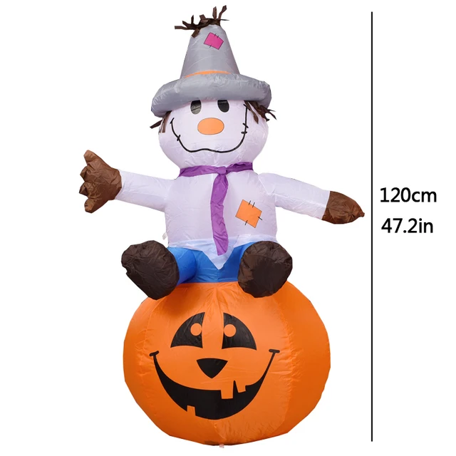 New LED Halloween Toy Ghost Ghost Sitting on Scary Pumpkin Head Indoor and Outdoor Decoration Halloween Inflatable Model 6