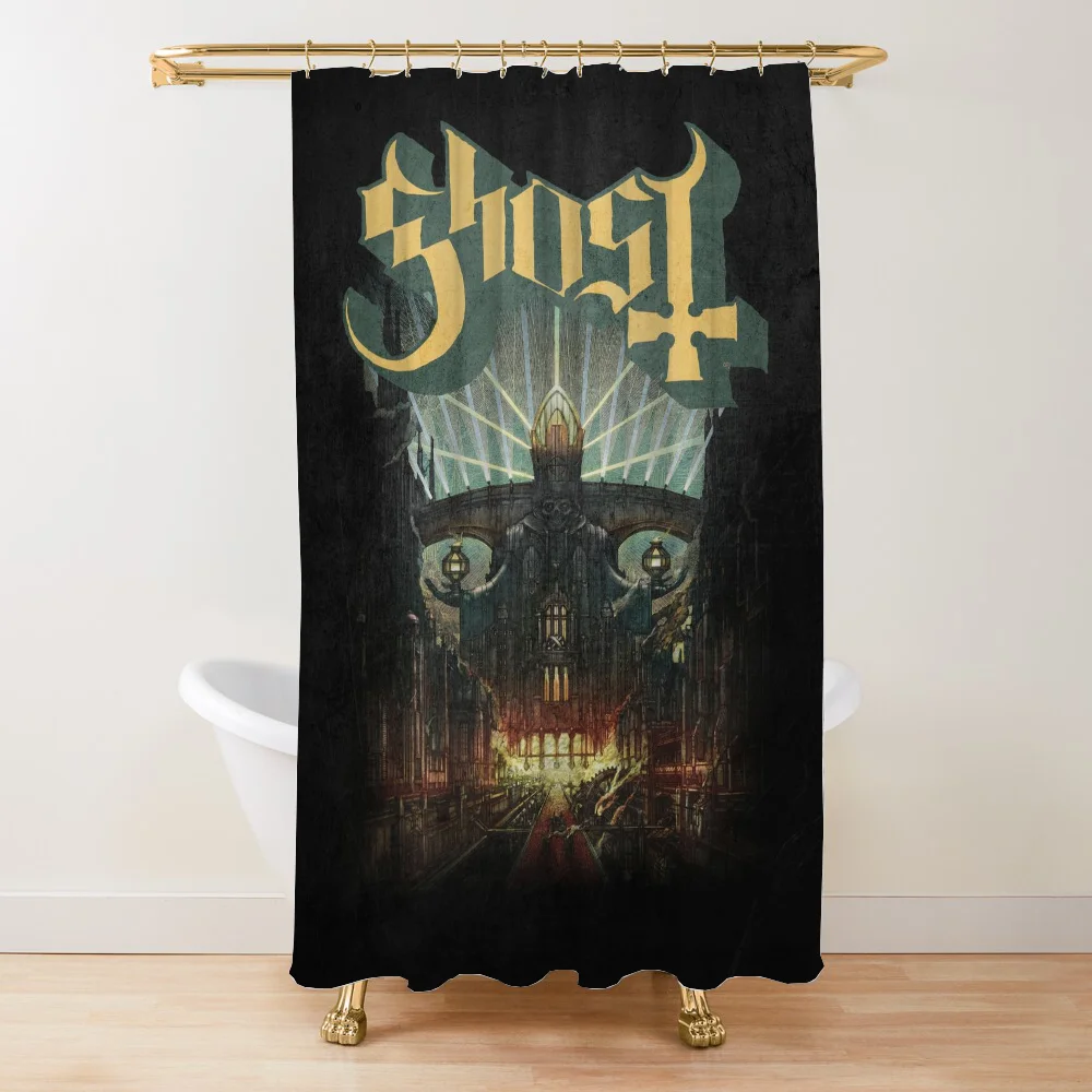 thumbnail image 1 of Cortina de ducha para baño con diseño de la banda Ghosts, impermeable, para sala de estar, 2 piezas, envío gratis, partición plegable, tela para baño, 1 of 5