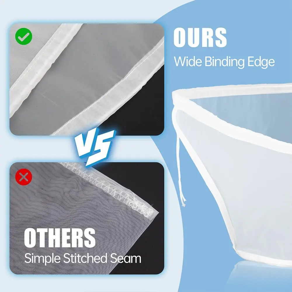 2PACK(1x200 Micron & 1x125 Micron) Bowl-shaped Nylon Nut Milk Bag, Cheese Cloths, Reusable Cheese Cloth Bag for Straining