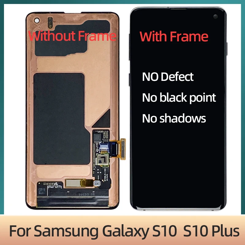 Display Super Amoled S10 Con Cornice Per Samsung Galaxy Lcd S10 Plus S10 + Touch Screen Digitizer Assembly Parti Di Riparazione