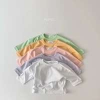 New Spring Autumn Baby T-Shirts Infant Baby Girls Boys Solid Color Base T Shirt Kids Cotton   Tops Round Neck  Toddler Clothes 1