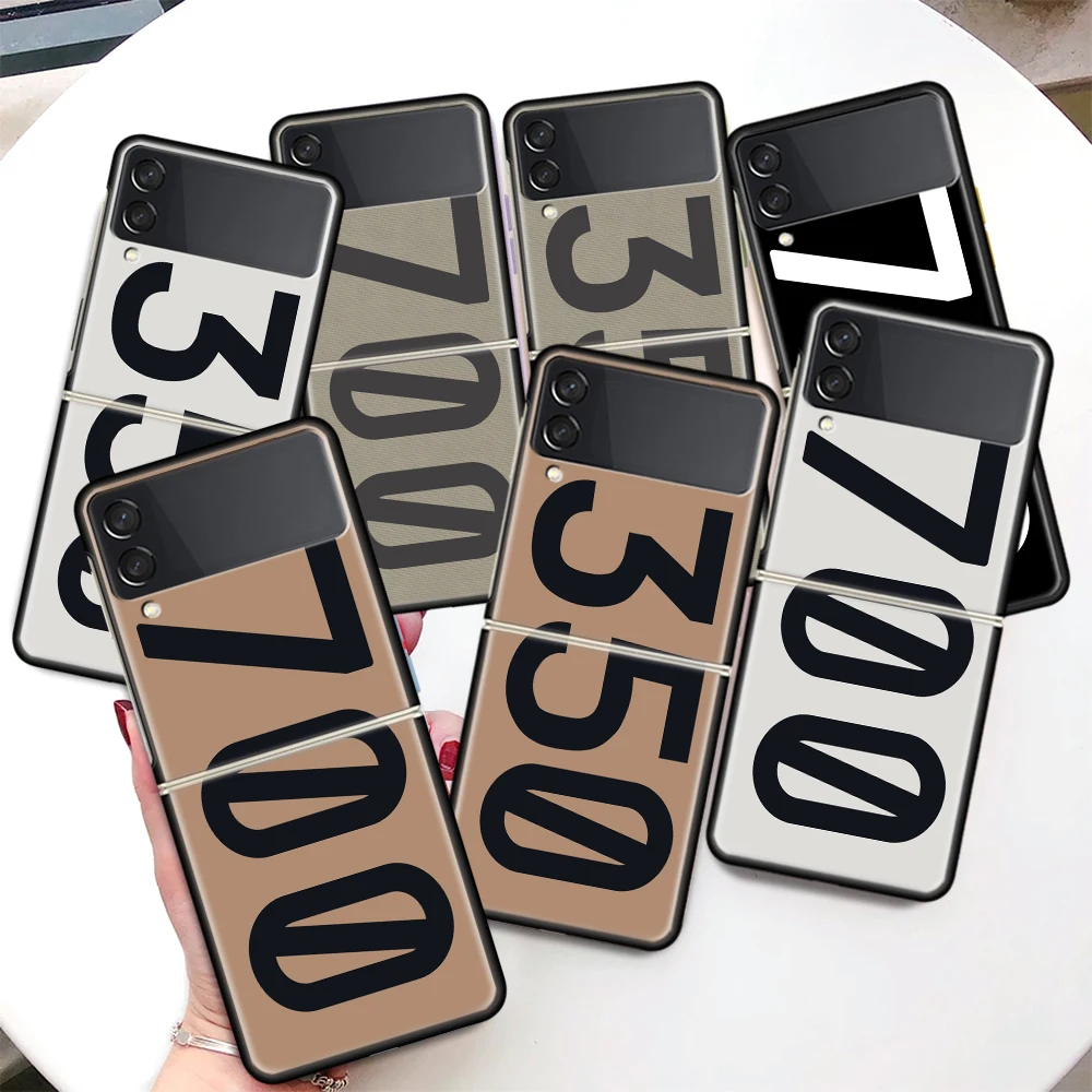 350 700 Yeezy-Design Custodia Per Telefono Coque Per Samsung Galaxy Z Flip 4 3 5G Cover Rigida Nera Zflip 3 4 Paraurti Antiurto Di Lusso Funda