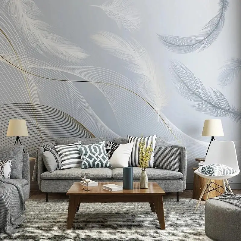 Papel de Parede Moderno Minimalista Personalizado 3d Linha Abstrata de Luxo Parede de Fundo Mural para Quarto Decoração de Casa