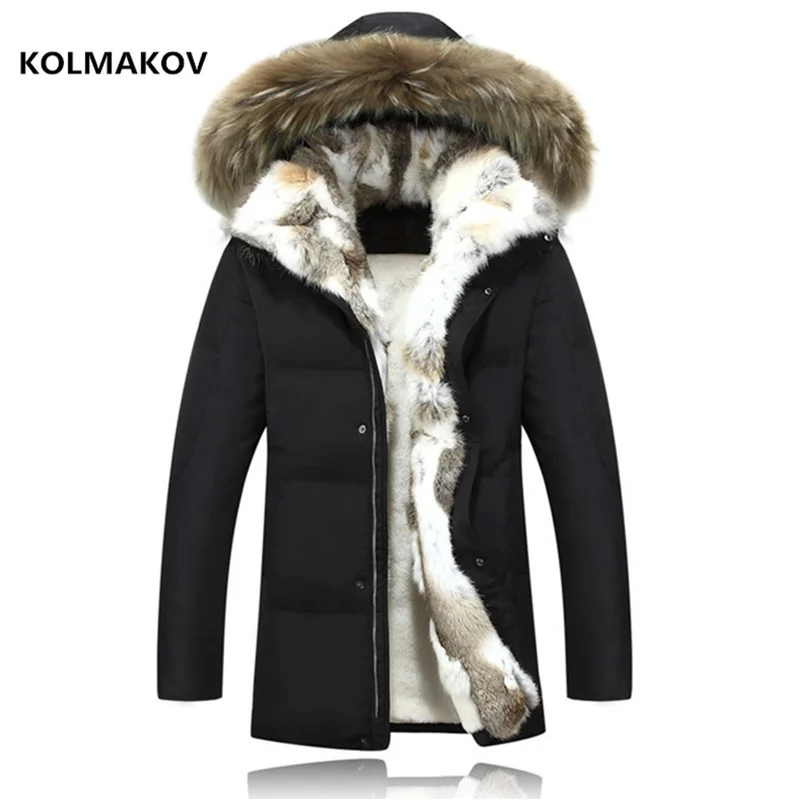 

2023 winter Men and women duck down jacket men's coat parkas warm Rabbit fur collar Hooded Warm Down Coat Male Parkas men