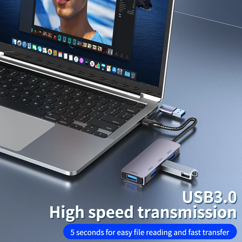 USB 3.0 허브 고속 USBC 도킹 스테이션 확장기, USB 어댑터 분배기, 안드로이드 노트북 맥북 프로 액세서리, 2in 1, 5Gbps
