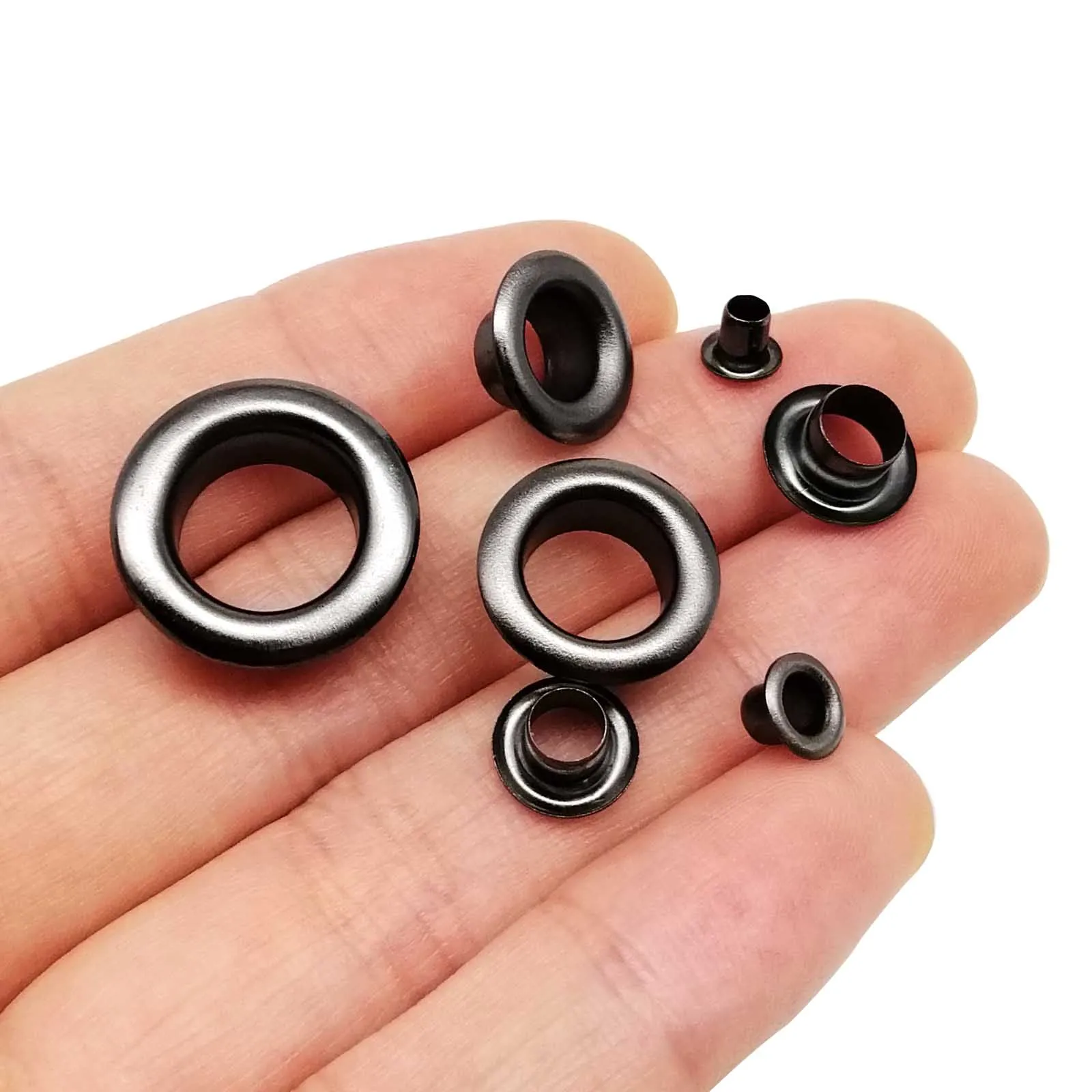 100sets 2.5mm to 12mm Gun Black Eyelet With Washer Grommet Ring Air Hole Rivet For Leather Bag Shoes Belt Cap eyelet grommet ring eyelet grommet ring kit grommet eyelet kit