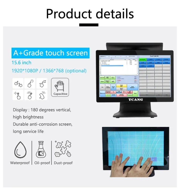 도매 POS 시스템 세트 PC 윈도우 계산대 레스토랑 터치스크린 POS 시스템 계산대