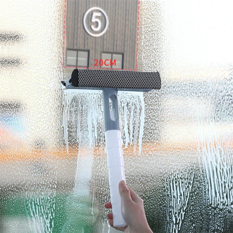 3 In 1 Window Cleaning Brush Glass Wiper for Bathroom Mirror Window With Spray Double-sided Window Cleaner Squeegee Wiper 3