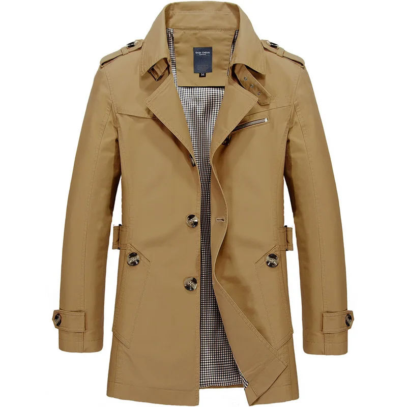2023 Autumn Winter New Men's Jacket Casual Thin Work Coat Cotton Windbreaker poncho men  techwear  long coat  trench