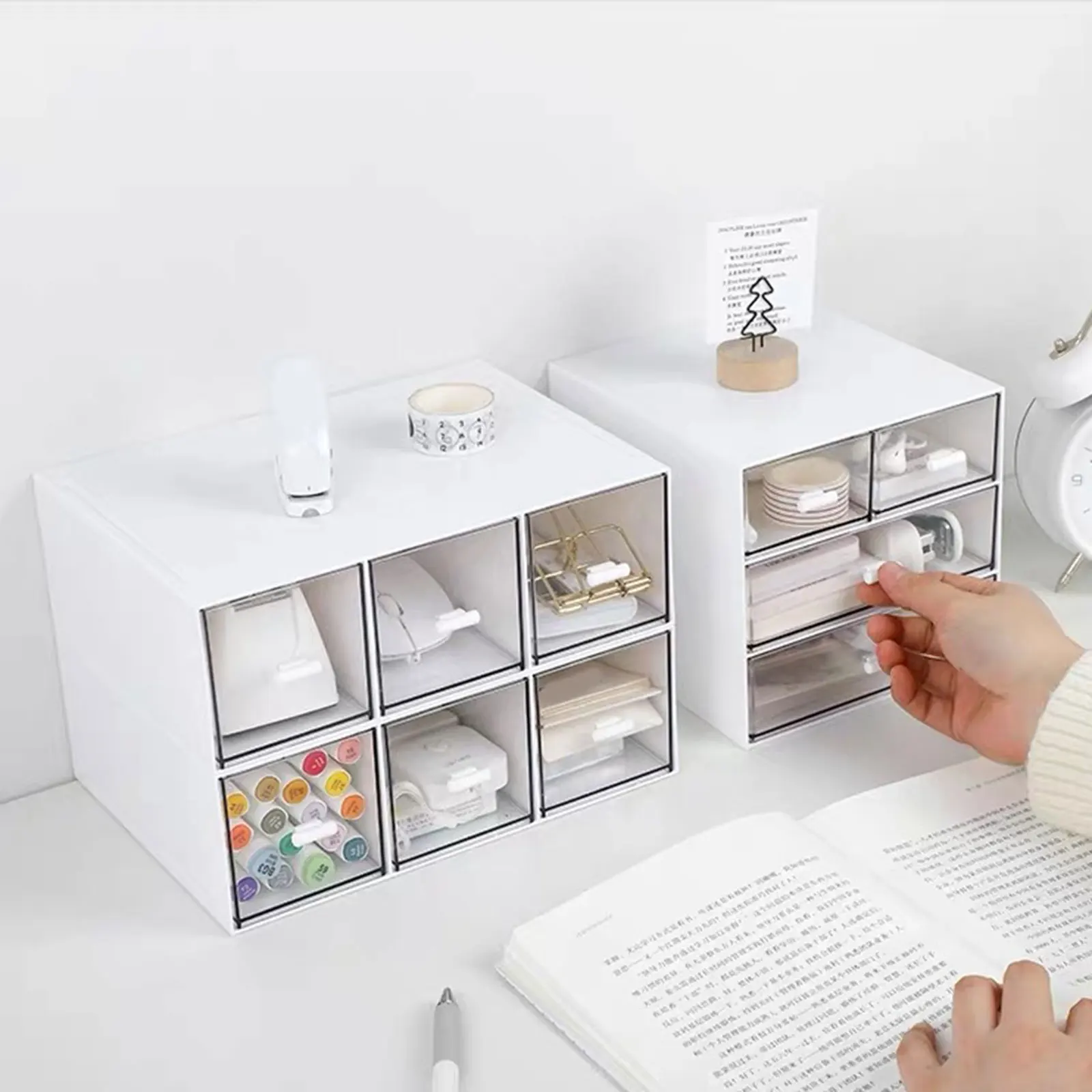 Simple Multi-Compartment Storage Box Desktop Miscellaneous Stationery Organizing Box Student Dormitory