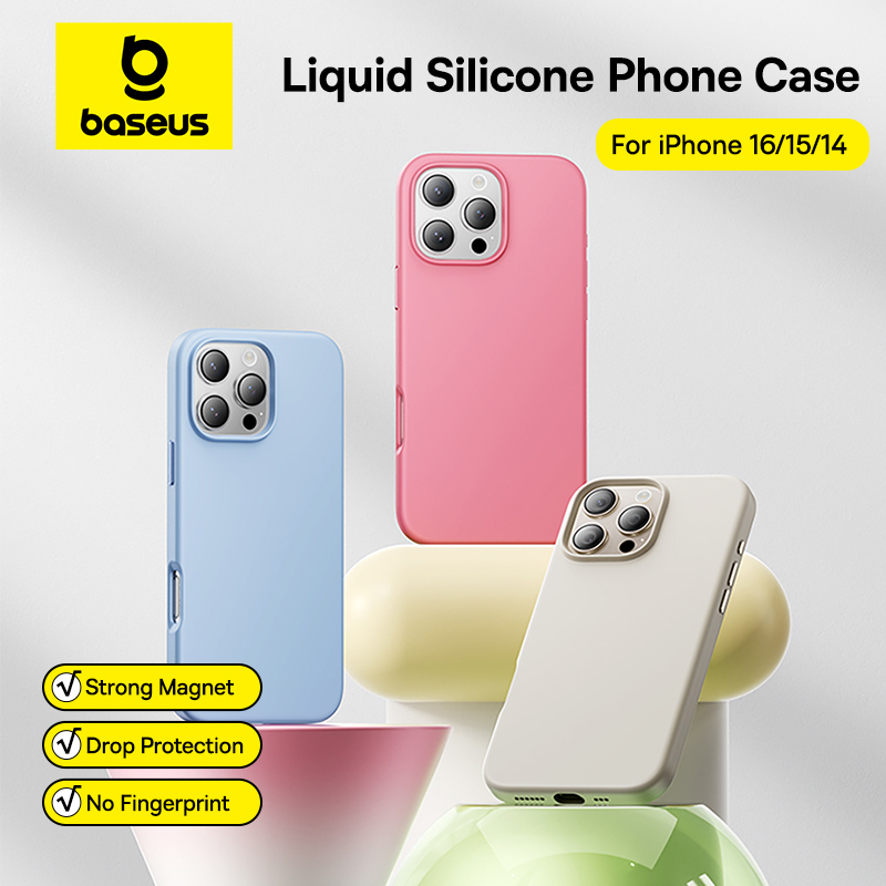 Baseus Liquid Silicone Magnetic Case For iPhone 16 15 14 Pro Max Plus for MagSafe Wireless Charging Skin-Friendly Smooth Cover