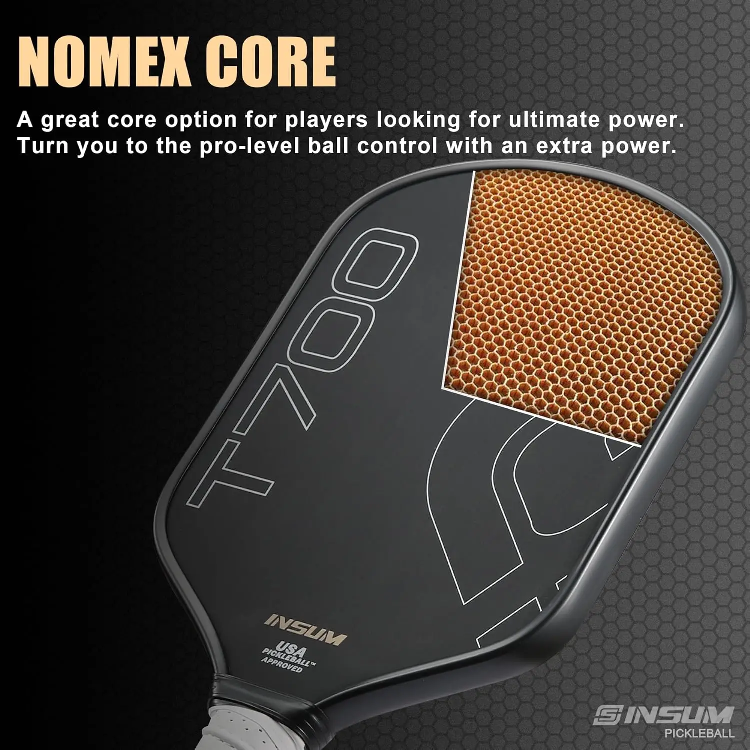T700 Hybrid Pickleball Paddles, 16mm USAPA Approved, Toray T700 Carbon Fiber, Lightweight Super Fast Speed for Extra Pro Power