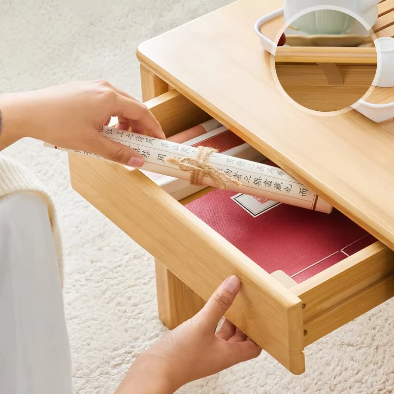 Japanese Bay Window Mini Table, Trendy Window-Side Desk, Tatami Low Table, Bedroom Floor Tea Stand, Compact Wooden Table