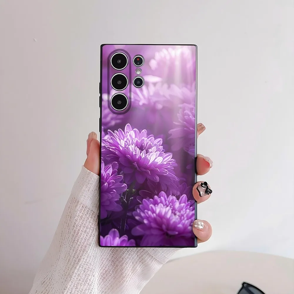 Elegant Pink & Purple Peony Frosted Non-Slip Phone Case