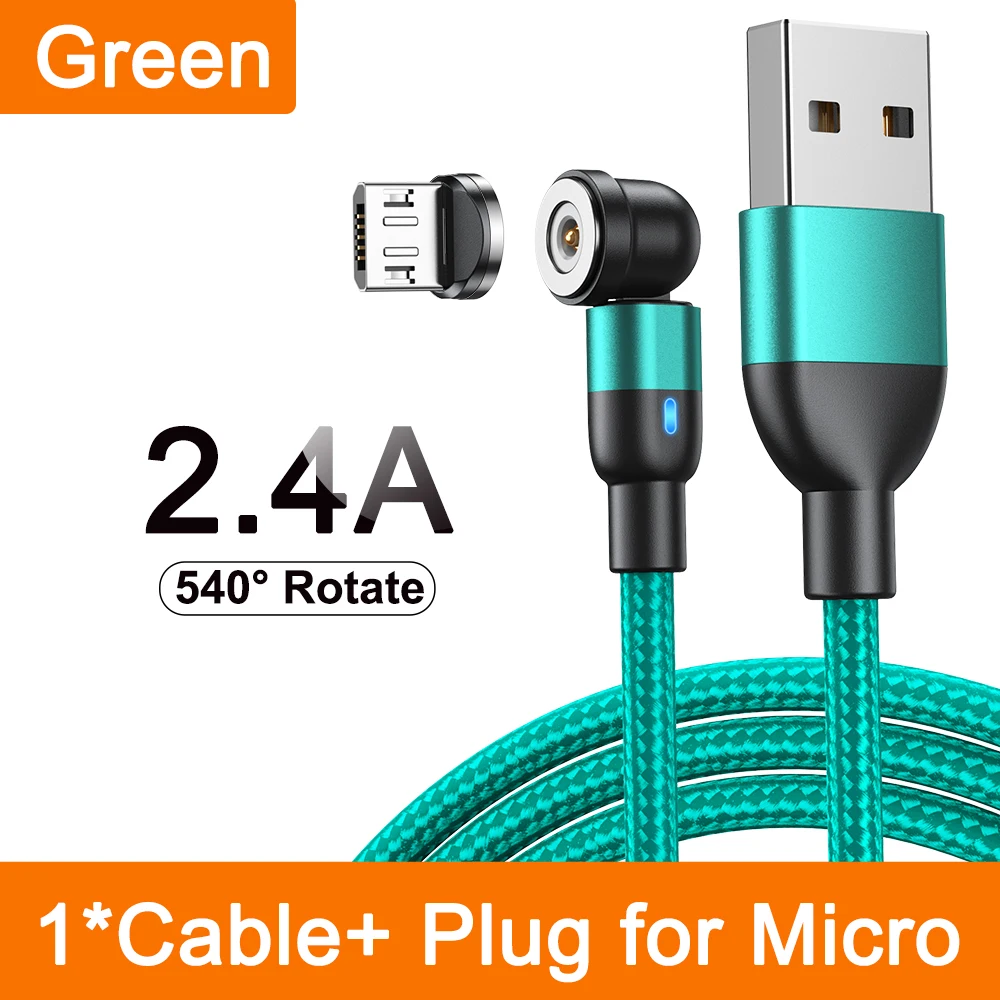 AUFU Magnetic 3M Charging Cable, 540° Rotating Magnetic Charger with Micro USB and Type C Connectors