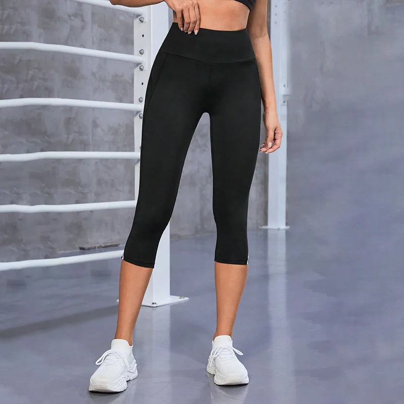 Yoga Pants Mesh High Waist Yoga Pants Capri Leggings for Women Tummy Control Workout