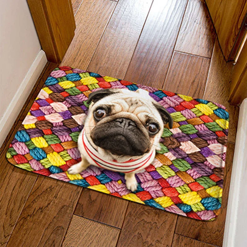 Home Decor Printed Cute Pug Entrance Doormat Floor Rug Bathroom Bedroom