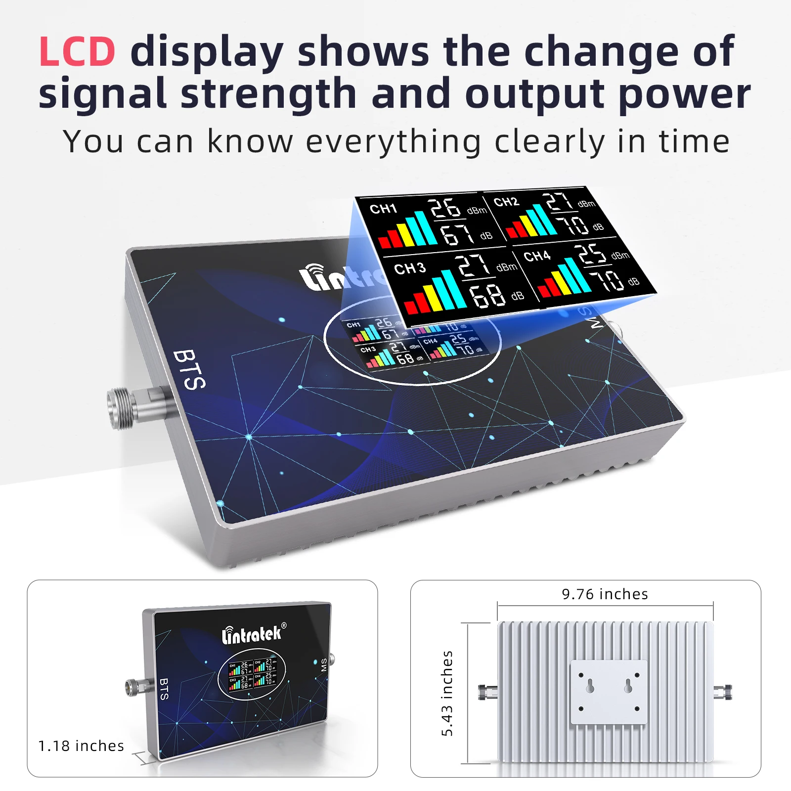 Lintratek Cellular Amplifier 4 Band B20 800 GSM 900 1800 2100 B7 2600 B28 700 LTE 3G 4G Signal Booster Amplify signal for phone