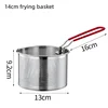 304 Stainless Steel Fried Mesh Kitchen Fry Basket Cooking Basket Fry Pan Oil Pan Strainer Noodle Spoon Colander French Fries 6