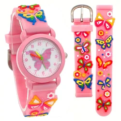 Colorful Butterfly Quartz Wristwatch for Girls - Fun and Vibrant Timepiece, Perfect Party Gift for Kids (Pink)