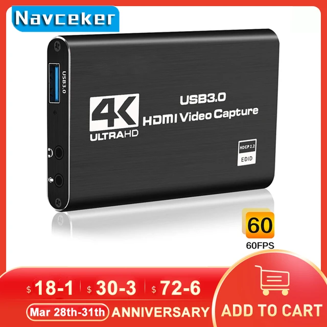 HDMI Game Capture Carte, Boitier D'acquisition USB 3.0 avec Entrée