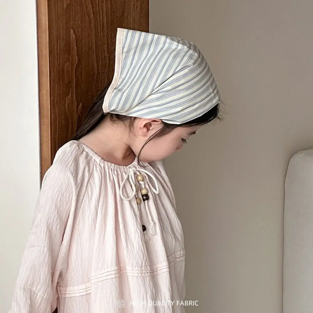 빈티지 한국 어린이 스카프 스트라이프 달콤한 삼각형 반다나 남아 여아 체크 무늬 허리 스카프 봄 가을