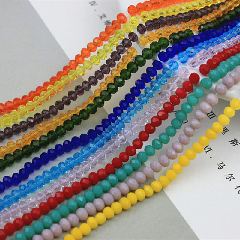 

Multi Colors 6mm 200pcs Rondelle Austria Faceted Crystal Glass Beads Loose Spacer Round Bead for Fashion Jewelry DIY Making