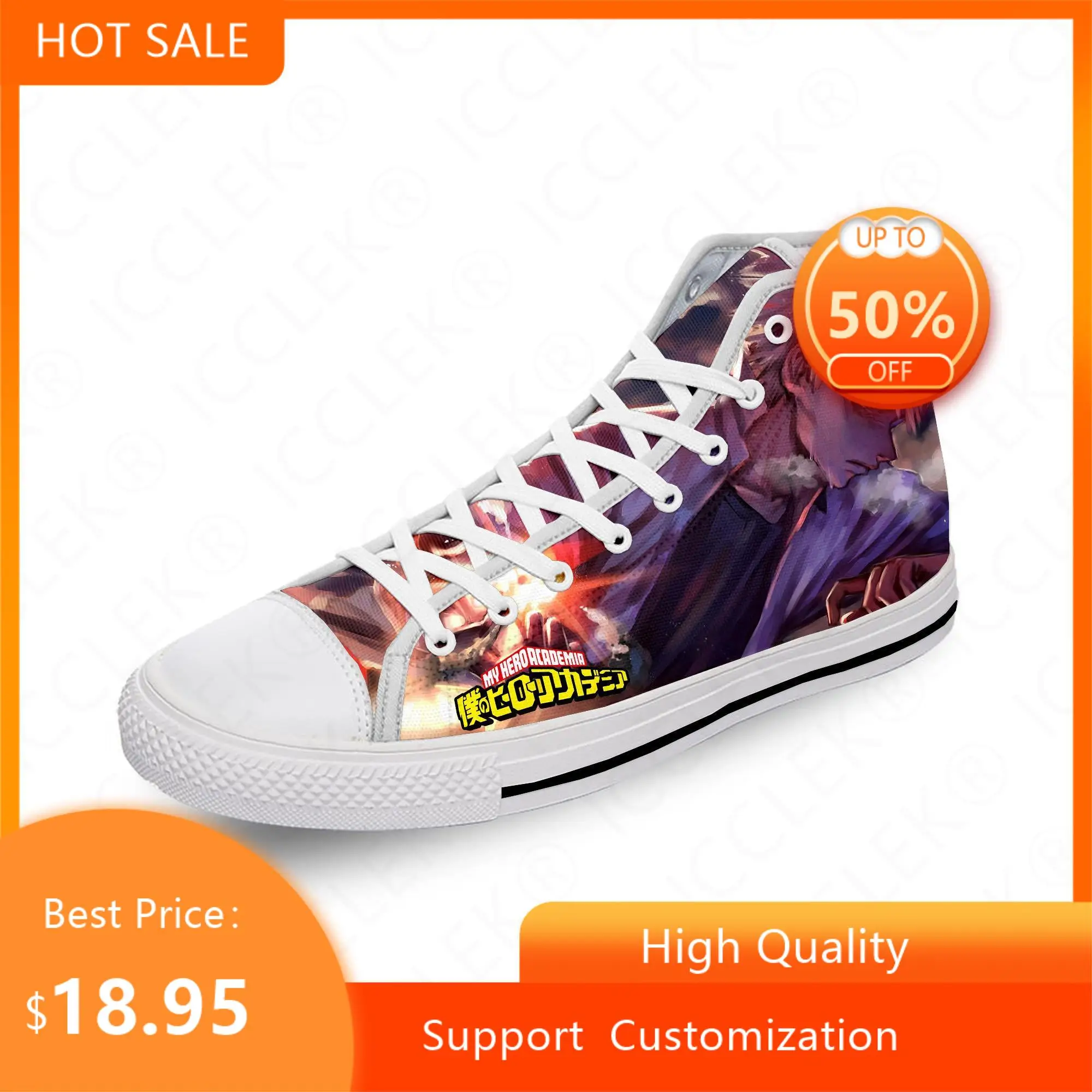 

Аниме Boku No My Hero Академия Bakugou Katsuki Горячая Повседневная ткань 3D печать высокие холщовые ботинки мужские женские дышащие кроссовки