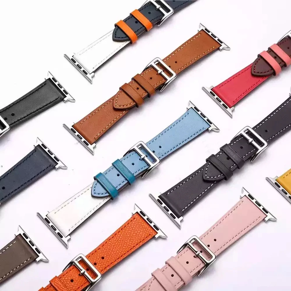 애플 워치 밴드용 가죽 스트랩, 비즈니스 가죽 팔찌, iWatch 시리즈 울트라 8 7 6 se 5 3, 44mm, 49mm, 45mm, 41mm, 38mm, 42mm, 40mm
