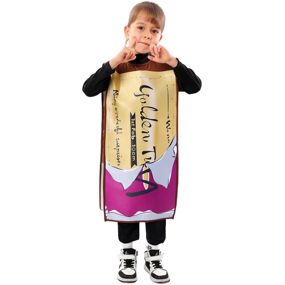 

Movie Chocolate Factory Voucher Cosplay Costume Kids Black Jumpsuit Children Chocolate Role Play Suit Halloween Carnival Party