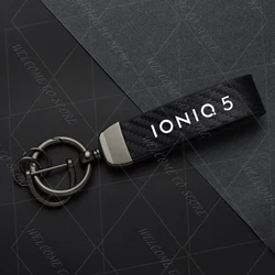Premium Carbon Leather Electric Vehicle Keychain Accessory (For IONIQ 5 LOGO)