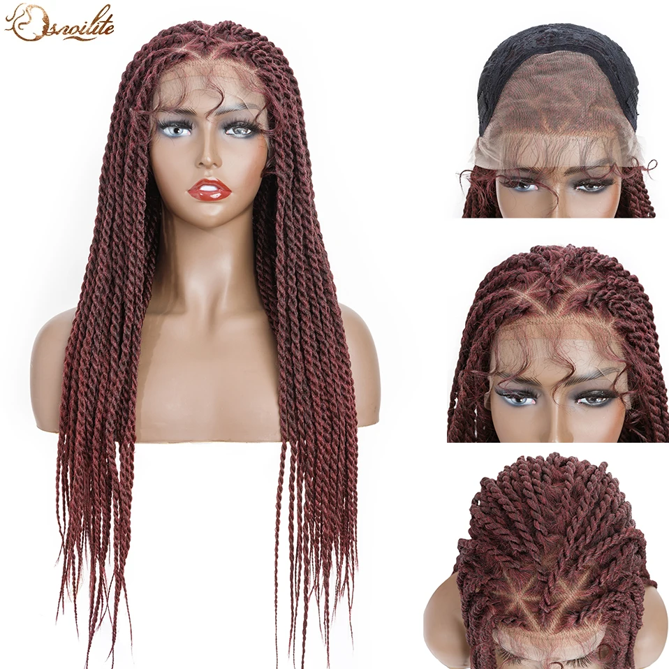 

Snoilite 26Inches Synthetic Lace Frontal Braid Wigs Straight Cornrow Lace Front Braiding Brazilian Boxing Wig with Baby Hair