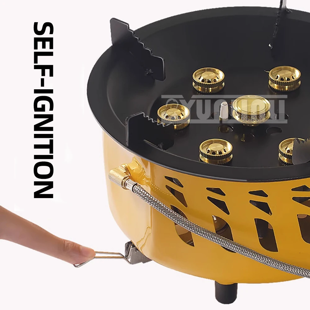 7-hole Fierce Fire Stove, Portable Windproof Gas Stove, Camping Car Outdoor Cooking Utensils