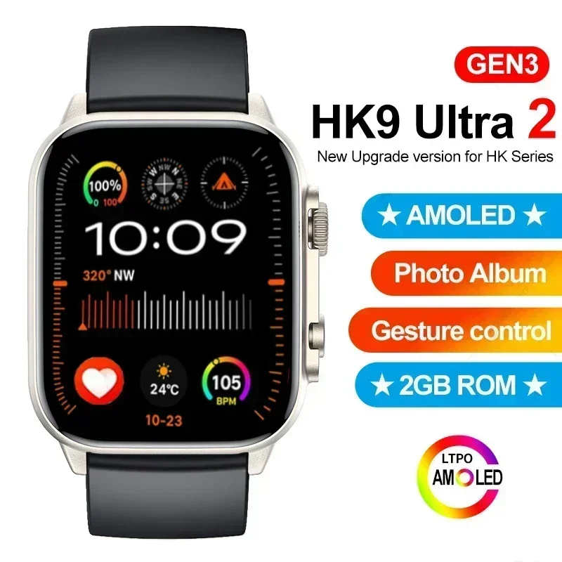 

Смарт-часы HK9 Ultra 2 AMOLED, мужские смарт-часы с компасом