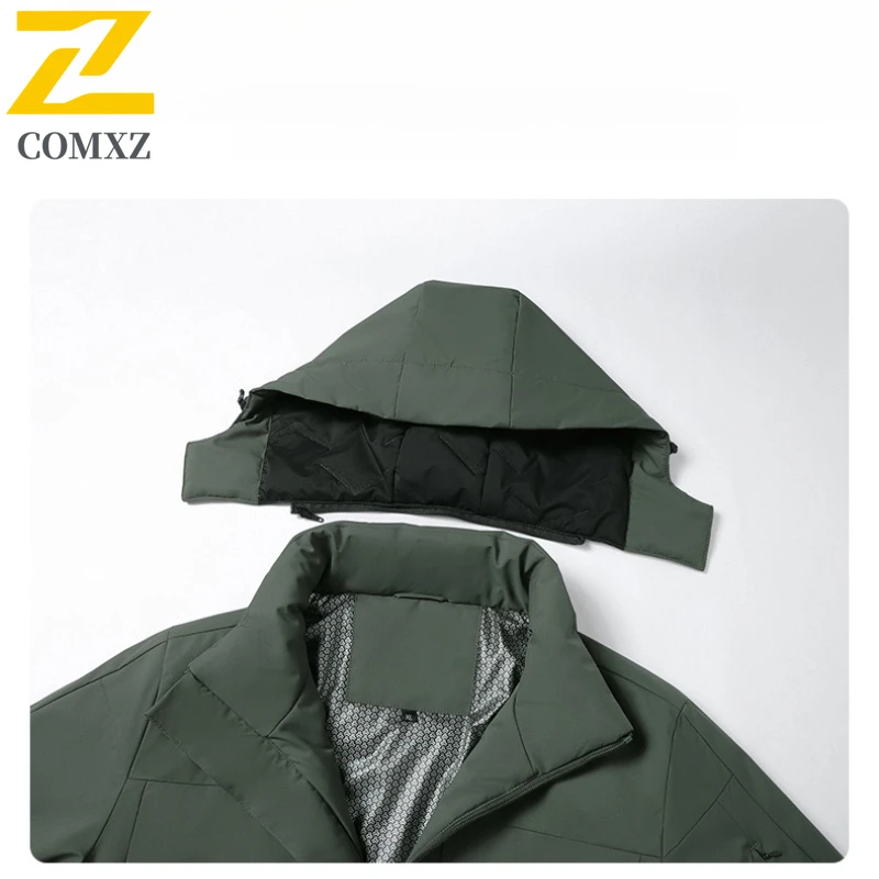 COMXZ Rainproof Coat Thickened Warm Waterproof Graphene Work Climbing Biker Jacket Camping High Quality Minimalist Men Outerwear