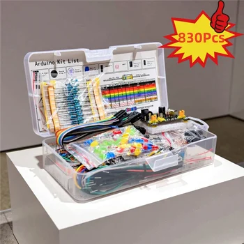 Componenti elettronici Resistenza condensatore elettrolitico led Kit breadboard a 830 fori MB-102 per pacchetto componenti UNO R Avvio principiante
