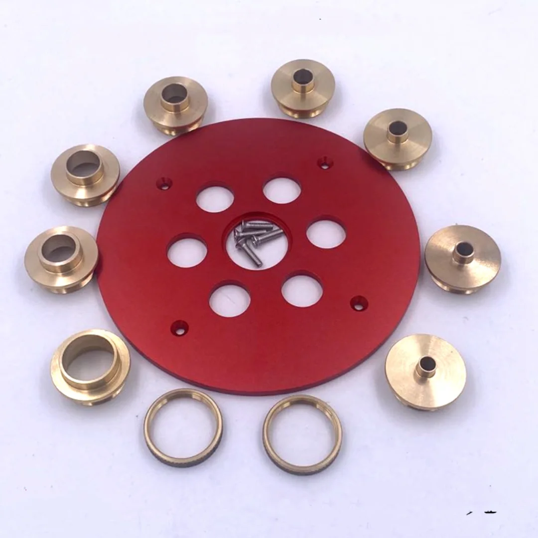 Universal Type, Set of Round Base Plate + 10PCS Brass Router Template Guide Bushings