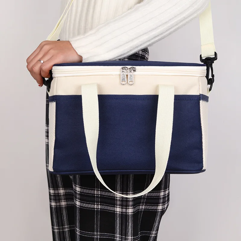 BYMONDY Oxford Cloth Insulated Lunch Cooler Bag Collapsible Leakproof Lunch Bags with Adjustable Shoulder Strap Thermal Lunchbox