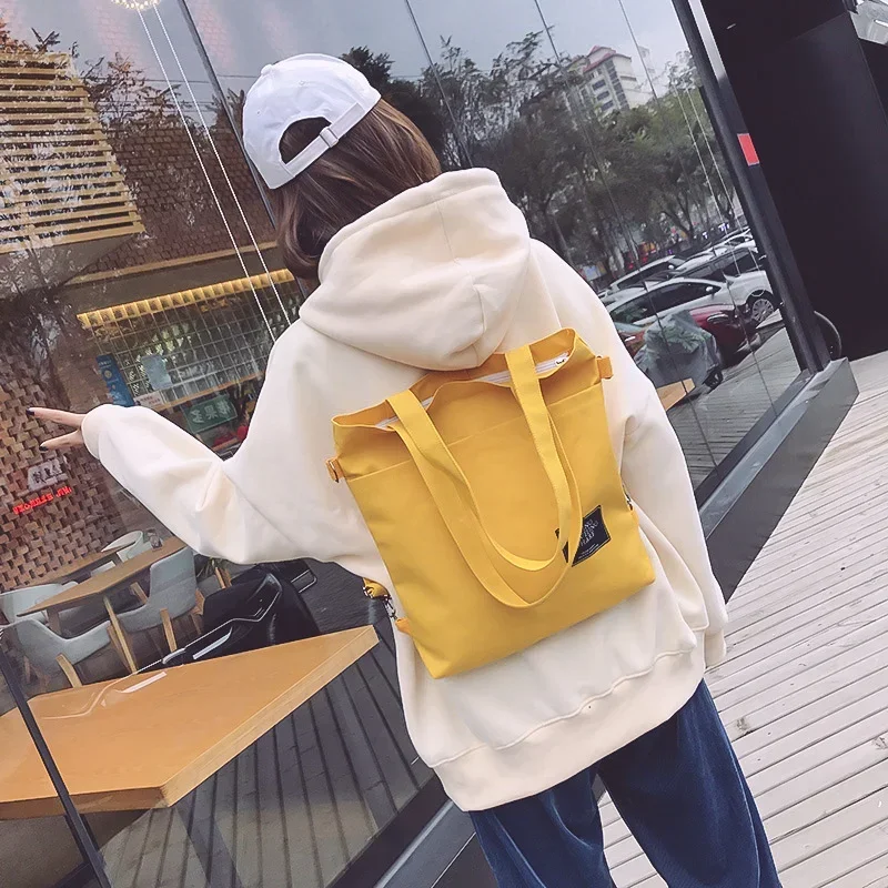 

Multipurpose Women's Korean Diagonal Canvas Bag Fashion School Backpack Ladies Casual Large Capacity Travel Shopping Bag