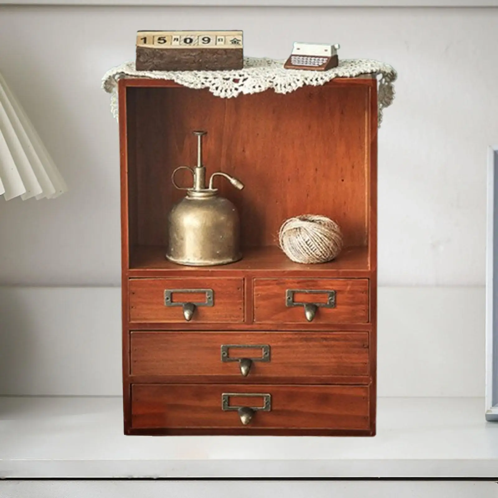 Storage Cabinet Retro Vintage Tabletop Organizer for Countertops Living Room