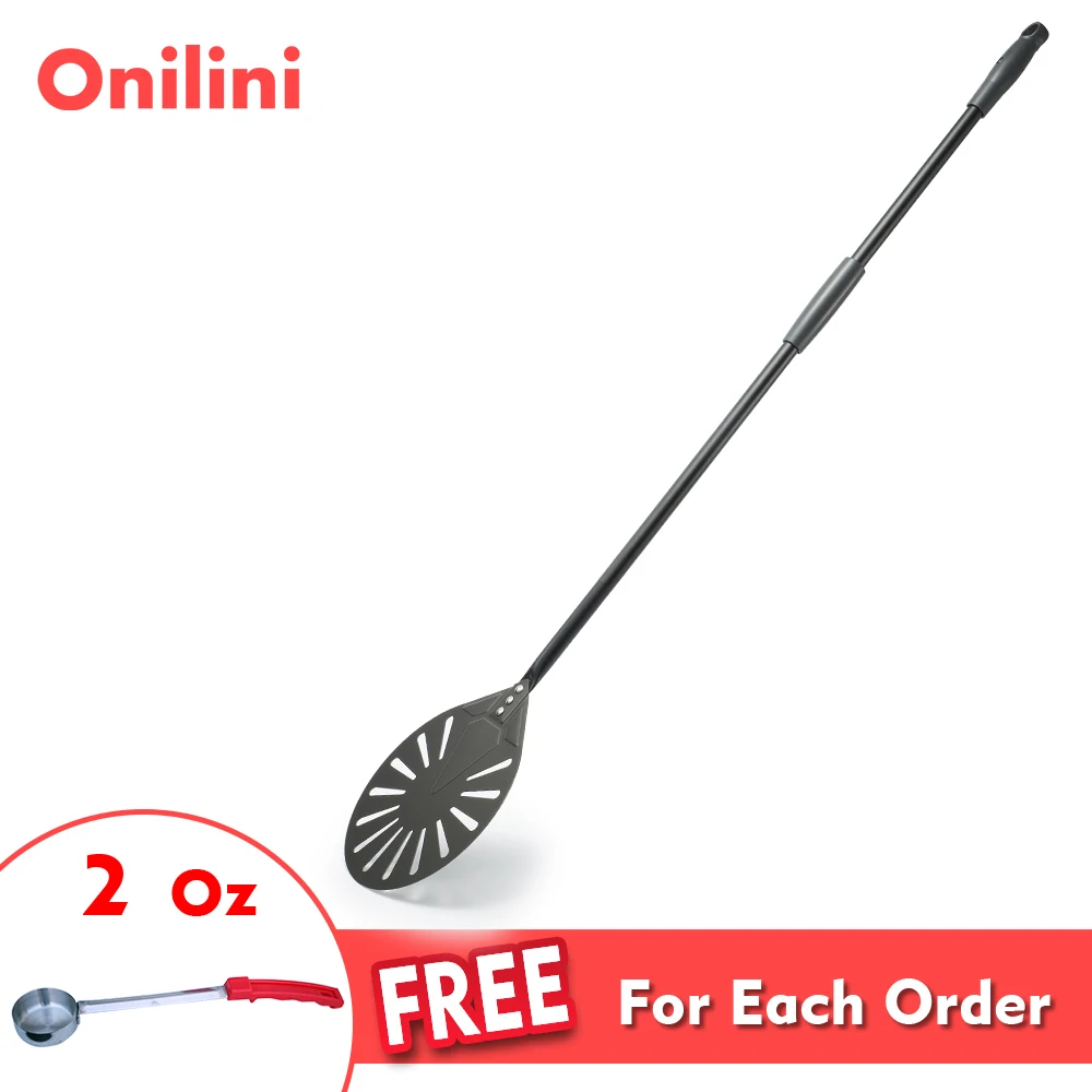 Onilini 9 inch Pizza Turning Peel Perforated Hard Anodized Pizza Shovel Almuinum Alloy Handle Paddle Accessories pizza peel