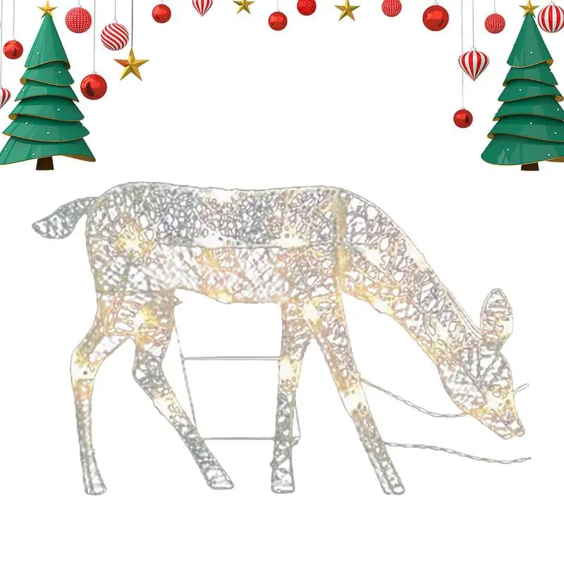 

Освещенный Рождественский олень, водонепроницаемый праздничный светящийся олень, украшения для улицы, стоячий олень для двора, газона, питание от батареи