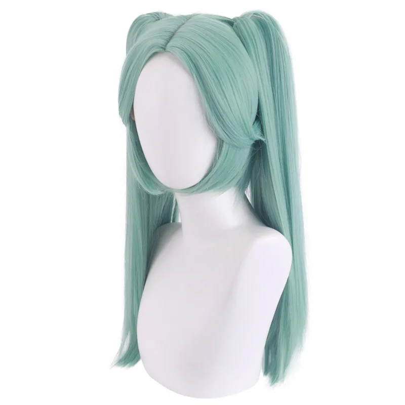 Parrucca Cosplay Rebecca Anime Cyberpunk Edgerunners, Doppia Coda di Cavallo Blu Ciano, Resistente al Calore, Sintetica - immagine 4