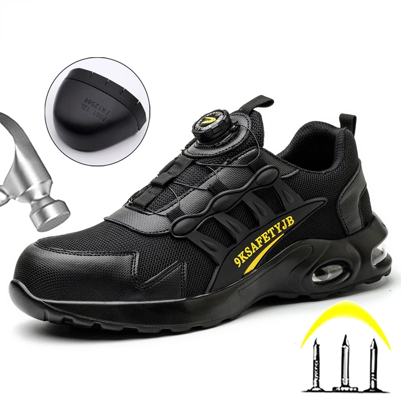 

2023 High Quality Safety Shoes Men's Swivel Buckle Work Shoes Air Cushion Indestructible Sneakers Anti-Puncture Safety Boots