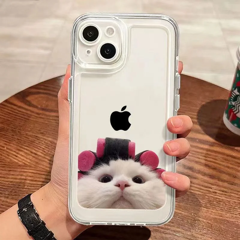 Soft Phone Case for Samsung Galaxy S23 S22 S21 S24 Ultra S20 FE Plus A54 A14 A53 A13 A52 A34 A32 Cute Curly Haired Cats Cover