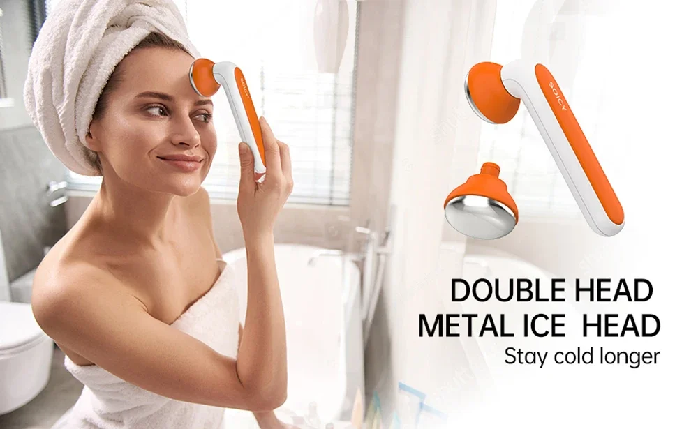 SOICY S40 Metall-Eisroller für Unter-Augen-Massage, Gesichts-Schlankheits-Migräne, Kaltmassagegerät, Hautpflege-Werkzeuge mit 2 Edelstahlköpfen – Detail 2
